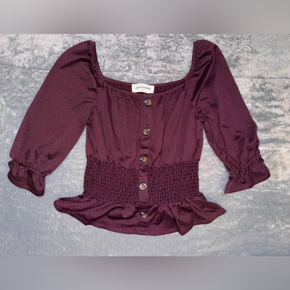 Purple Off-Shoulder Smocked Top